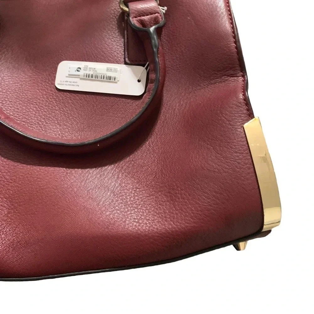 BURGUNDY satchel with crossbody strap, nwt
